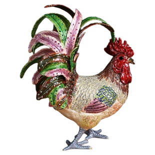 珐琅彩合金摆件公鸡工艺品家居装饰品十二生肖招财金鸡吉祥物摆设