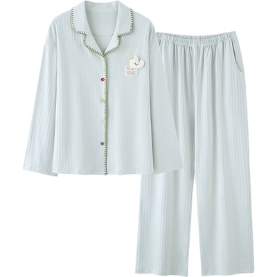 思莉纯棉睡衣女款长袖开衫家居服