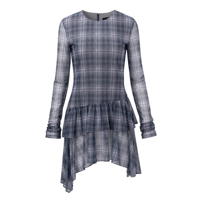 RAIVE层次感圆领长袖短款连衣裙