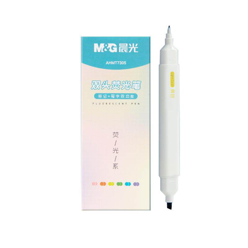 晨光文具 荧光笔 记号笔荧光标记学生用彩色划重点双头做笔记专用奶茶淡色系大容量护眼银光手账