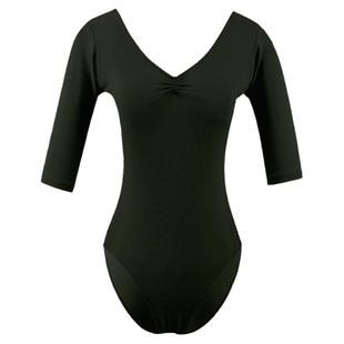 芭蕾连体舞蹈衣练功服中国舞服古典舞体服黑色成人形体服棉中袖