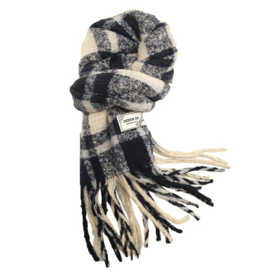 秋冬韩系氛围感女拼色格子围巾