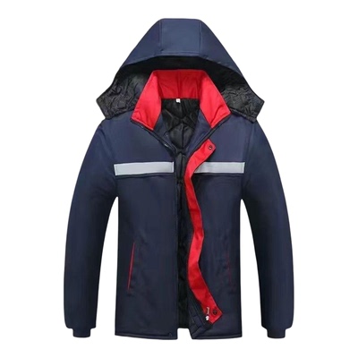 冬装工作服男装防寒棉袄劳保带帽