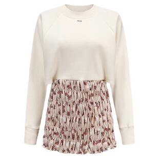 YCH设计师品牌LOOKNOW设计感秋季拼接针织米色连衣裙长袖连衣裙女