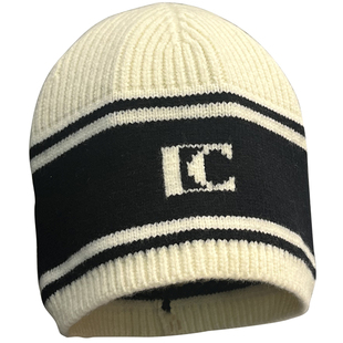 韩版ins秋冬MONA同款针织帽女保暖百搭冷帽字母条纹护耳毛线帽子