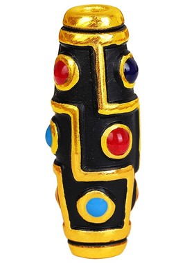 九眼天珠烤漆黑色复古