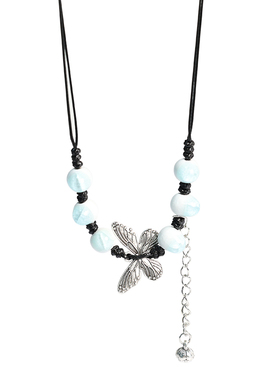 新中式民族风项链景德镇陶瓷串珠毛衣链蝴蝶款流苏吊坠古风配饰