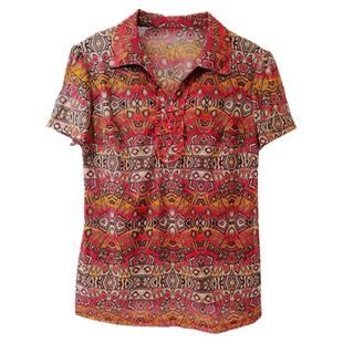 新款夏气质女装妈妈短袖t恤弹力速干中年妈妈装台湾网纱修身衬衫