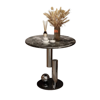 意式轻奢大理石不锈钢沙发边几