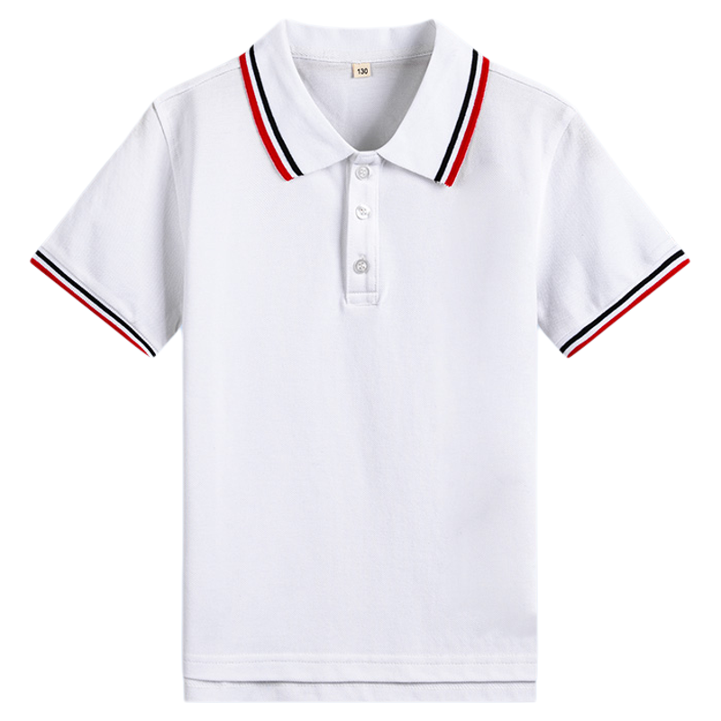 伊顿中学生校服春夏季白色校服T恤男女童珠地透气短袖POLO衫校服