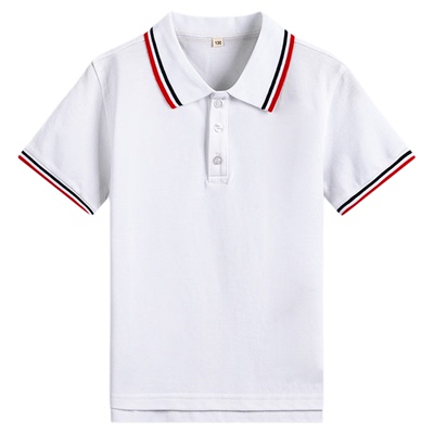 伊顿中学生校服春夏季白色校服T恤男女童珠地透气短袖POLO衫校服
