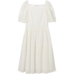 【播奥莱】播夏浪漫镂空绣花公主线分割花苞袖型连衣裙