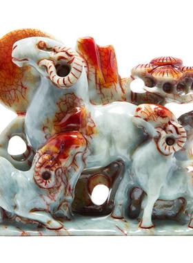 古玄空新款三阳开泰岫玉摆件