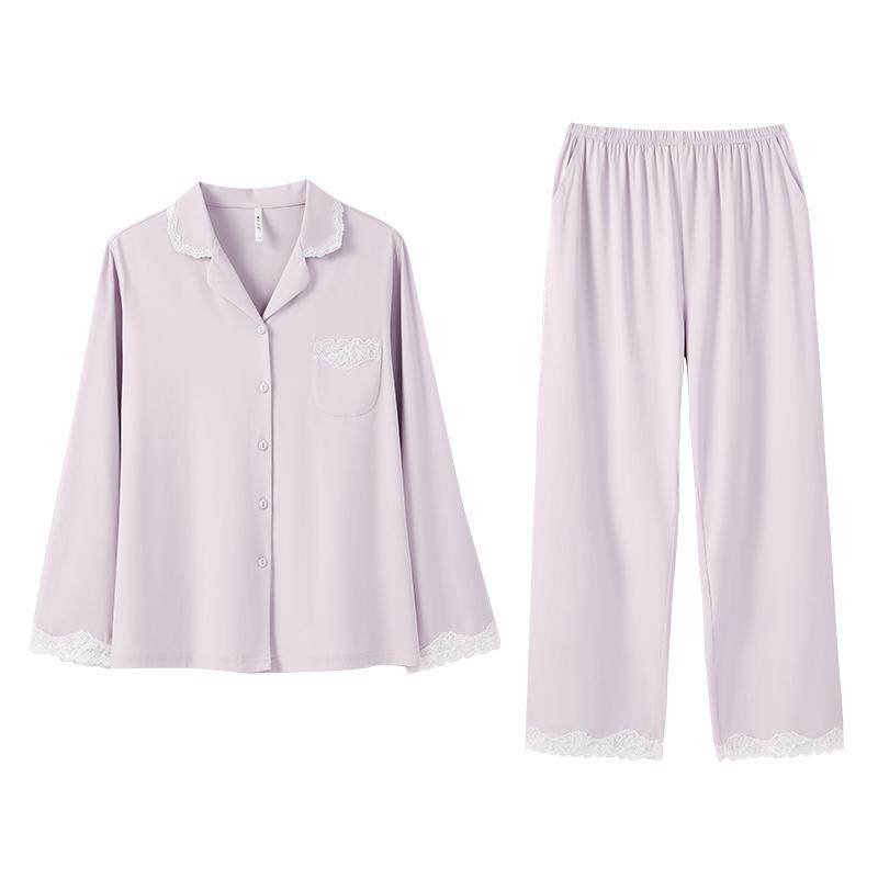 安之伴【巨柔软】纯棉长袖情侣睡衣女春秋款套装宽松男家居服大码
