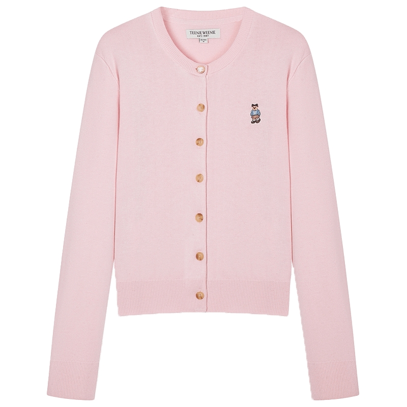 TeenieWeenie小熊女装毛针织衫2025秋季新款圆领长袖空调开衫外套