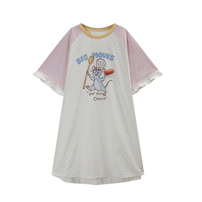 Gukoo/果壳短袖睡裙女春夏料理鼠王联名新款纯棉女士家居服睡裙B