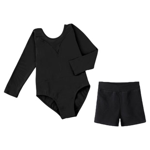 儿童舞蹈服长袖女童练功服女孩舞蹈衣黑色体操服幼儿跳舞上衣新款
