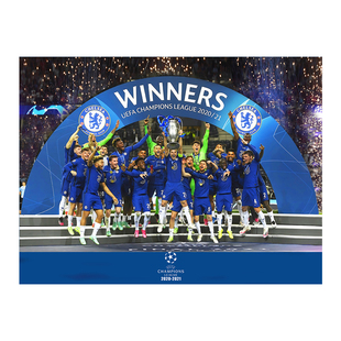 2021切尔西冠军全家福装饰画哈弗茨阿扎尔坎特海报球迷酒吧挂画