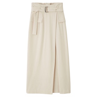 SNIDEL2025秋冬新品通勤百搭宽腰带高腰开叉直筒半身裙SWFS254261