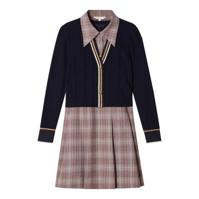 PSALTER诗篇冬学院风针织衫格纹衬衫连衣裙两件套