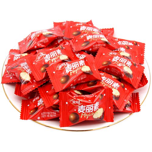 金冠麦丽素牛奶夹心巧克力豆500g约180结婚庆喜糖果年货零食散装