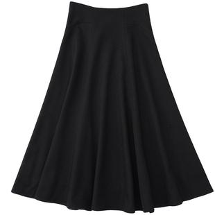 优雅赫本风 ！黑色a字遮胯显瘦高腰伞裙中长款大摆半身裙垂感秋冬