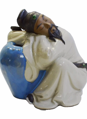 中国陶瓷摆件历史人物李白吸水石