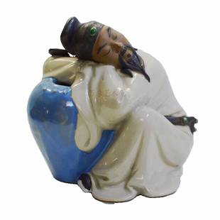 中国风陶瓷流水摆件历史人物李白醉酒公假山盆景吸水石家居装饰