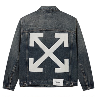 OFF-WHITE™情侣装新款牛仔夹克复古潮流双箭头图案装饰外套