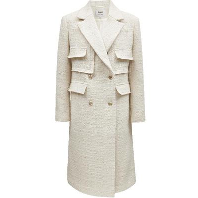 ONLY小香风口袋中长款毛呢大衣