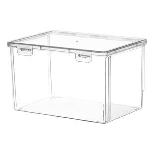 小型透明收纳盒塑料带盖翻盖杂物卡片印章整理储物方形有盖小盒子