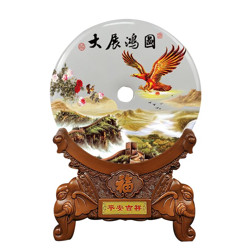 玉石吉祥国潮客厅玄关摆件装饰品