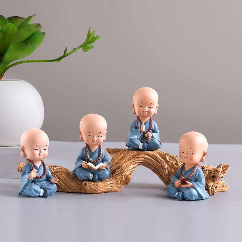 创意小和尚摆件办公室桌沙弥客厅电视柜酒柜装饰家居新中式工艺品