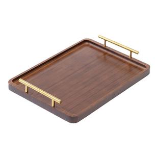 实木托盘放茶杯带提手新中式茶盘竹制酒店小托盘木质家用早餐盘