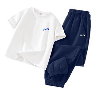 贵人鸟童装男童夏季套装儿童2026新款纯棉短t袖中大童速干两件套