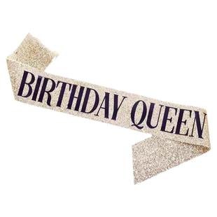 生日皇冠头饰肩带绶带装饰女孩氛围感道具派对拍照网红场景布置