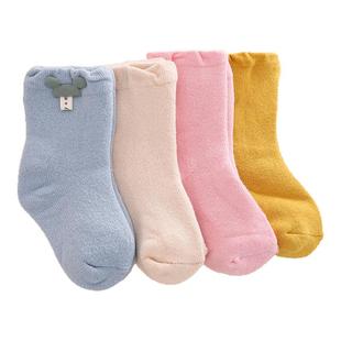 婴儿袜子秋冬棉袜儿童中筒袜A类不勒男女宝宝毛圈袜保暖无骨袜