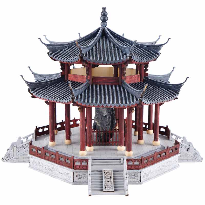 四角木质古风建筑模型diy手工