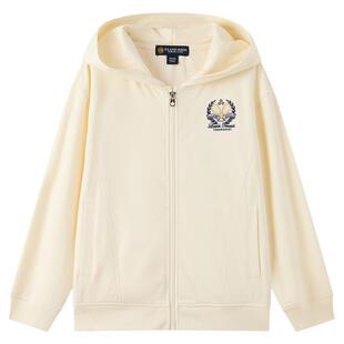 【云柔棉】eland kids衣恋童装女童外套春秋学院刺绣连帽卫衣开衫
