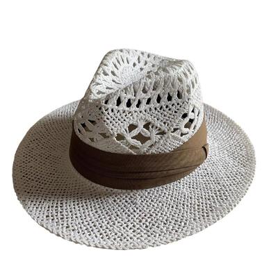 夏季白色礼帽镂空巴拿马沙滩女