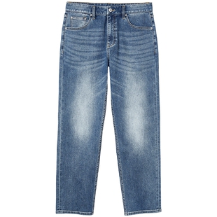 [弹力]903杰克琼斯男装秋复古中蓝水洗宽松直筒牛仔裤男款长裤子