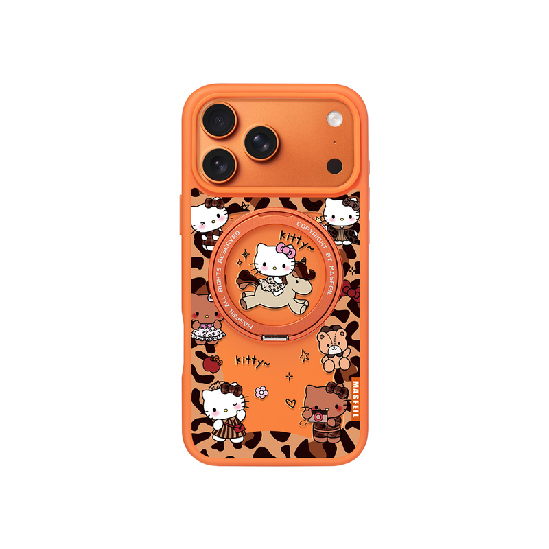 MASFEIL × KITTY豹纹适用苹果17promax手机壳iPhone17pro新款带支架ip17全包Fo5磁吸支点文艺高级感保护套