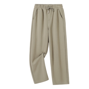 班尼路S&K系列棉感休闲长裤男宽松美式秋季复古米咖色阔腿裤子LF