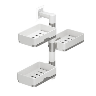 家用旋转肥皂盒浴室卫生间沥水多层双层香皂架壁挂式置物架免打孔