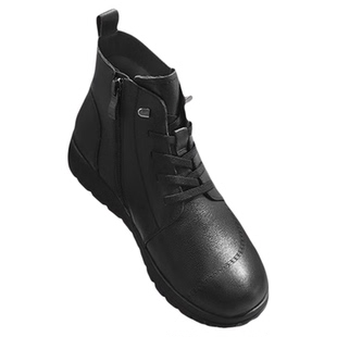 红蜻蜓妈妈棉鞋冬季新款加绒女鞋真皮短靴奶奶皮鞋中老年马丁靴子