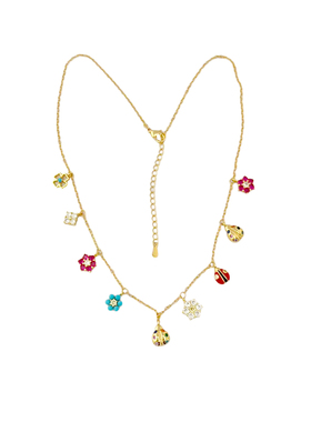 JILIFANG浪漫复古珐琅镶钻项链