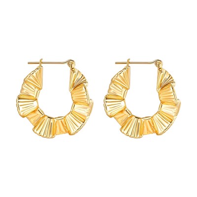 INCH EDITION波浪环圈复古耳环锆石设计款女时尚感简约大方耳钉