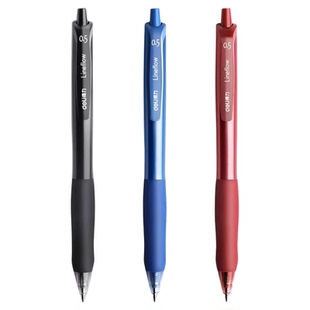 得力S60臻顺滑油墨中性笔子弹头0.5mm笔芯替芯按动式多色复古豹纹风黑色黑笔学生办公考试刷题笔高颜值签字笔