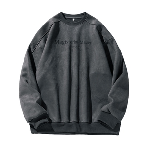 男士美式重磅圆领卫衣男秋季打底上衣男女同款情侣装2025新款男装