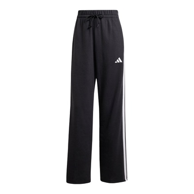 阿迪达斯女裤2026春经典三条纹纯棉针织宽松直筒休闲运动裤JW7182